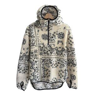 PE Nation Andorra Bandana Print 1/2 Zip Fleece Hoodie White XS Gorpcore Granola